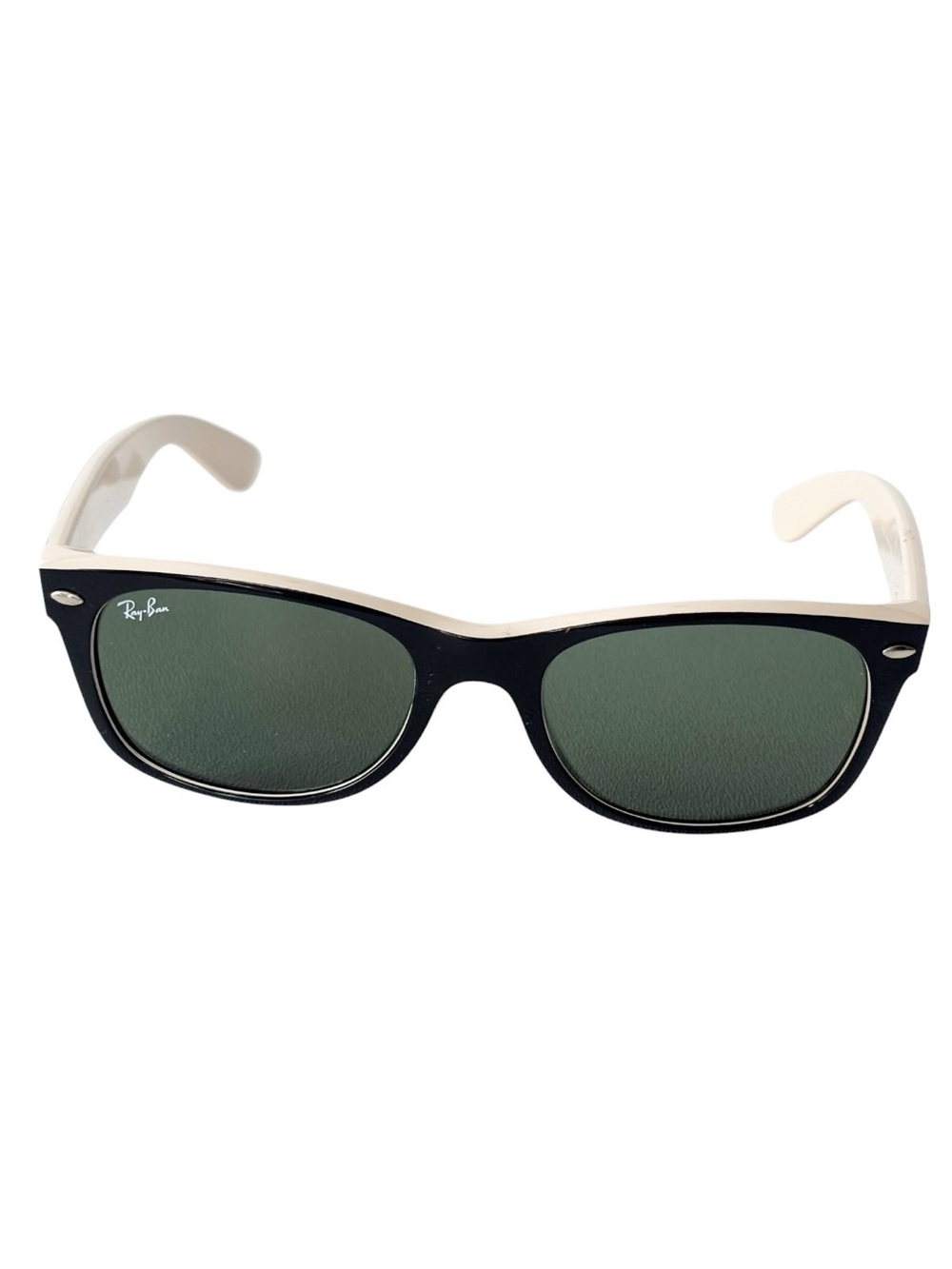 Ray-Ban New Wayfarer Bicolor black/beige Green Classic G-15 RB2132 Sunglasses - Picture 6 of 15